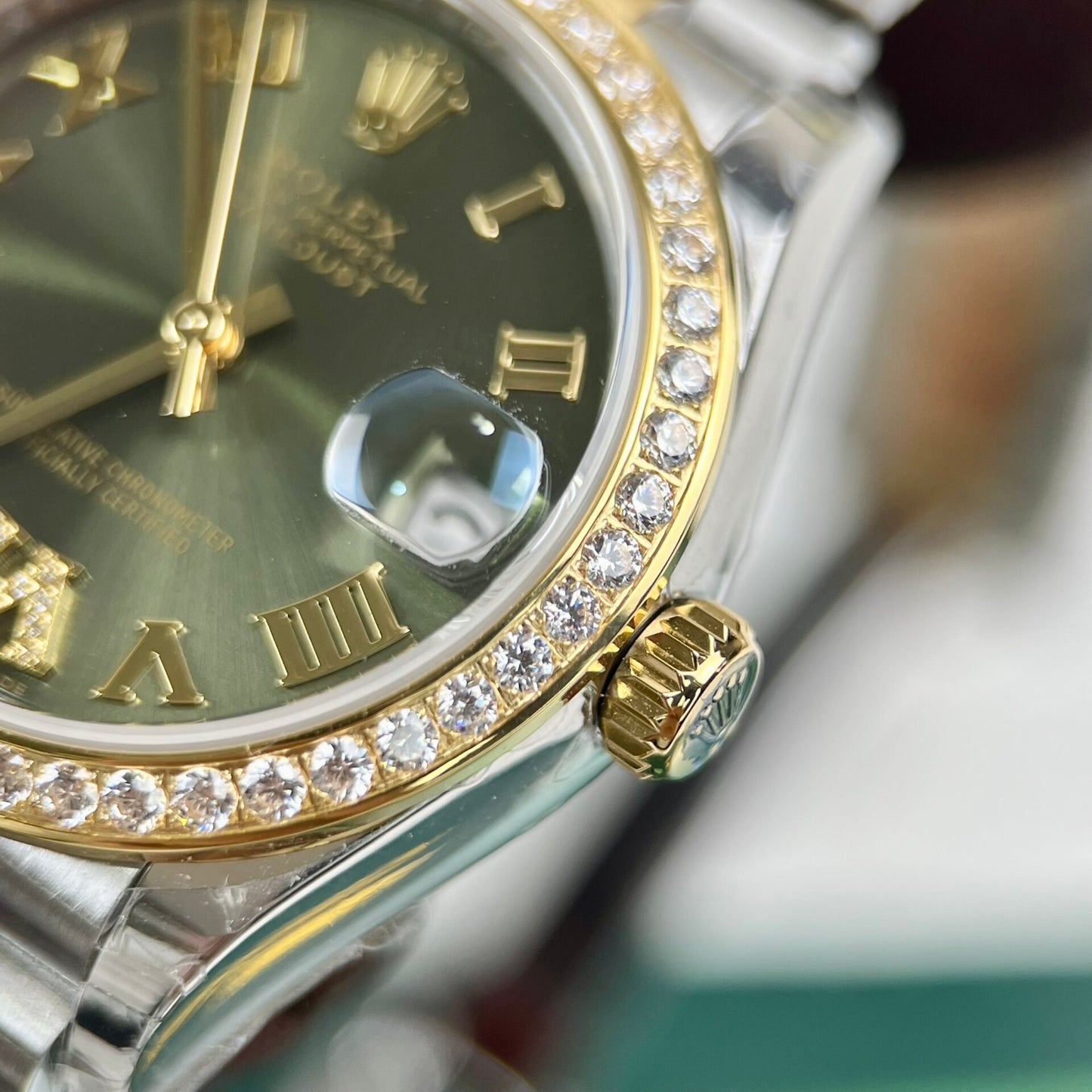 Rolex DateJust Women’s Replica Watch With Stone Bezel 31mm Clone