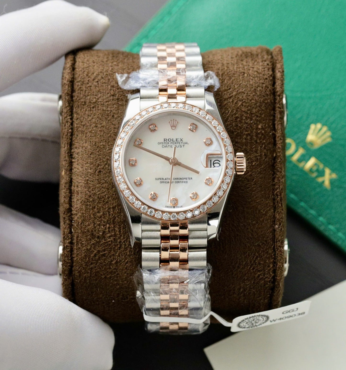 Rolex DateJust Replica 11 Watch Dial Mother Of Pearl Custom Moissanite Diamonds Clean Factory 31mm