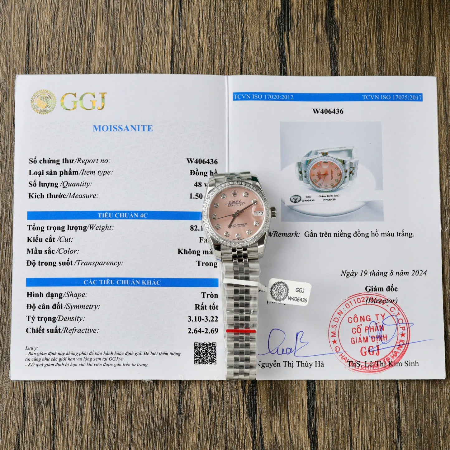 Rolex DateJust Replica Watch Womens Pink Dial Custom Moissanite Diamonds 31mm Clone