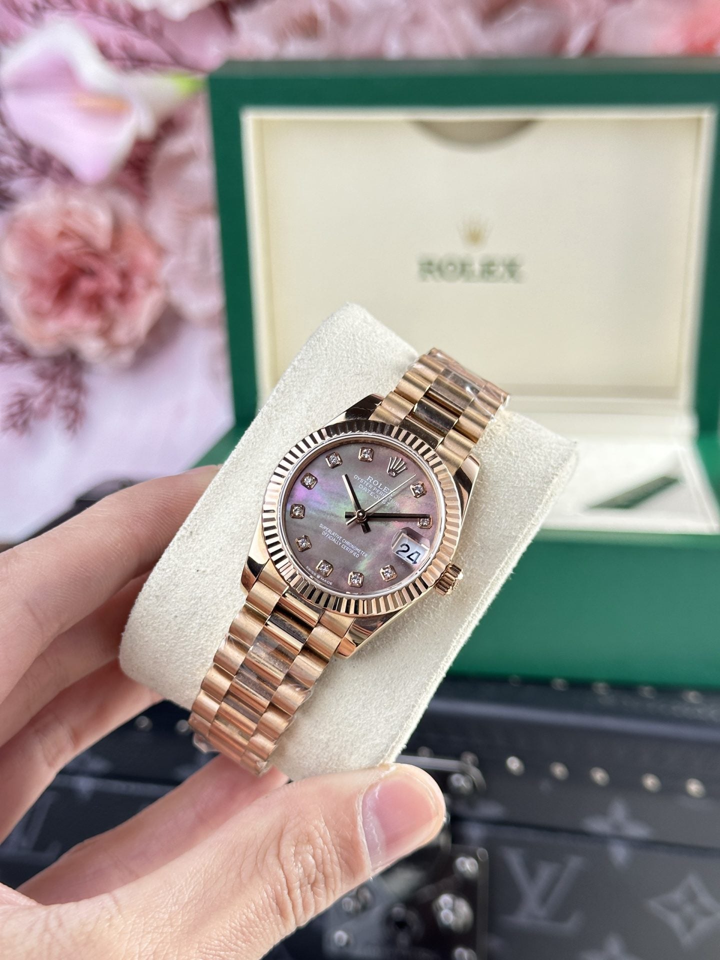 Rolex Replica Watch DateJust Rose Gold 178275 Mother Of Pearl Dial 31mm Clone