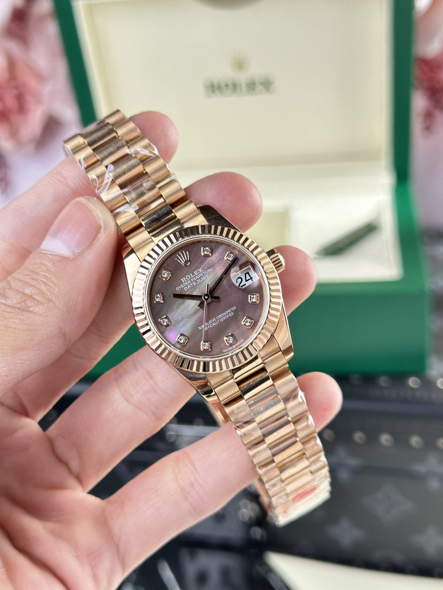 Rolex Replica Watch DateJust Rose Gold 178275 Mother Of Pearl Dial 31mm Clone
