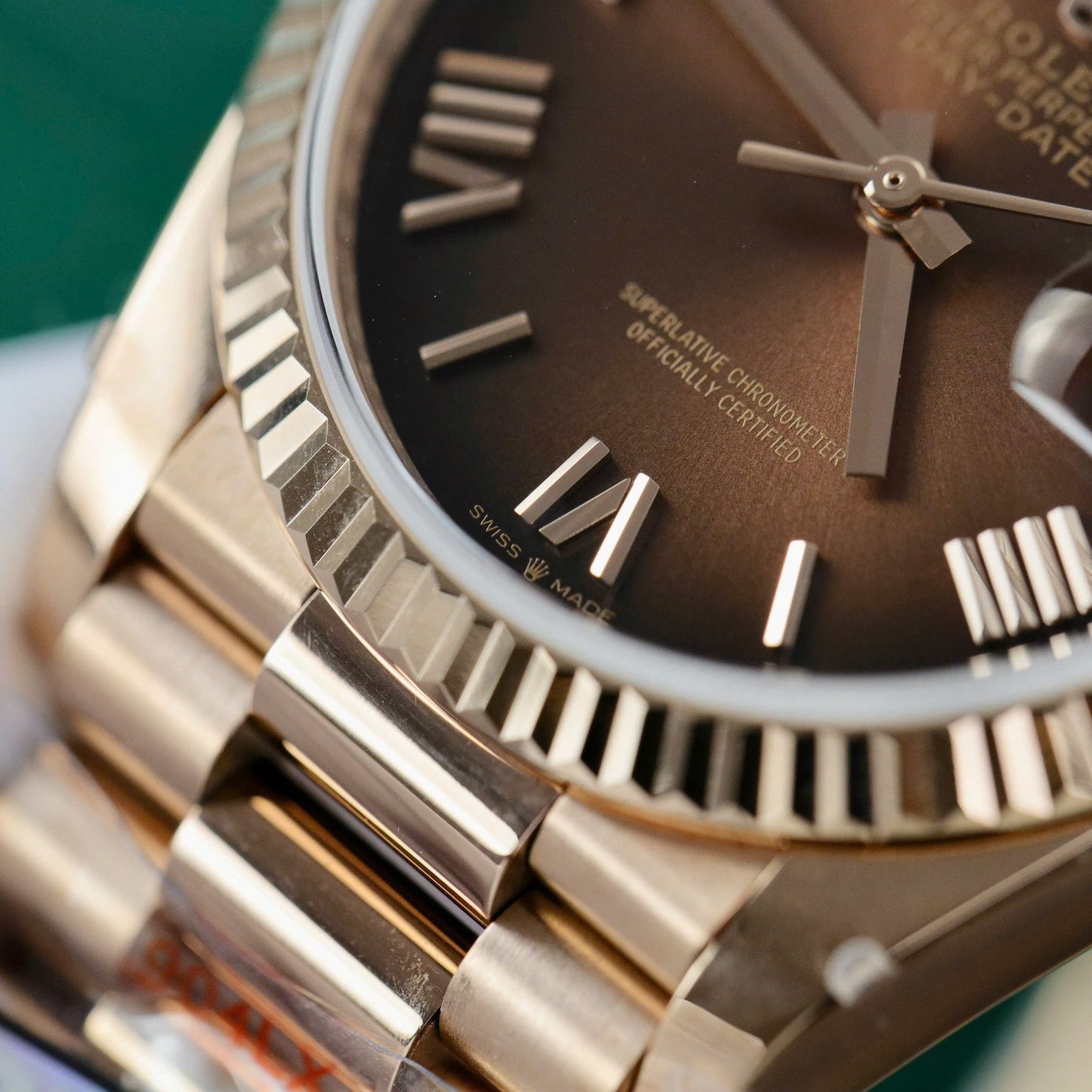 Rolex Day-Date 128235 Replica Watch Dial Chocolate QF Factory 36mm