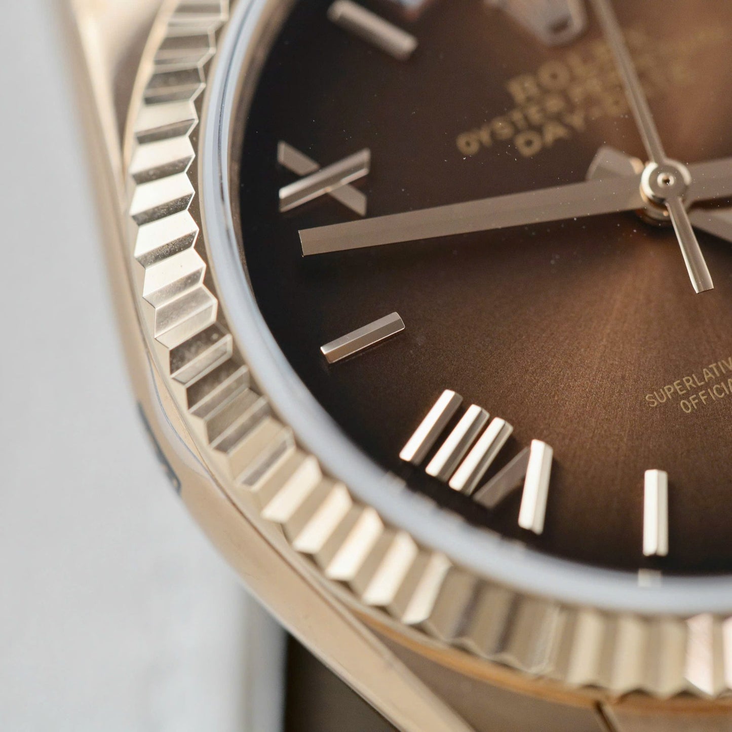 Rolex Day-Date 128235 Replica Watch Dial Chocolate QF Factory 36mm
