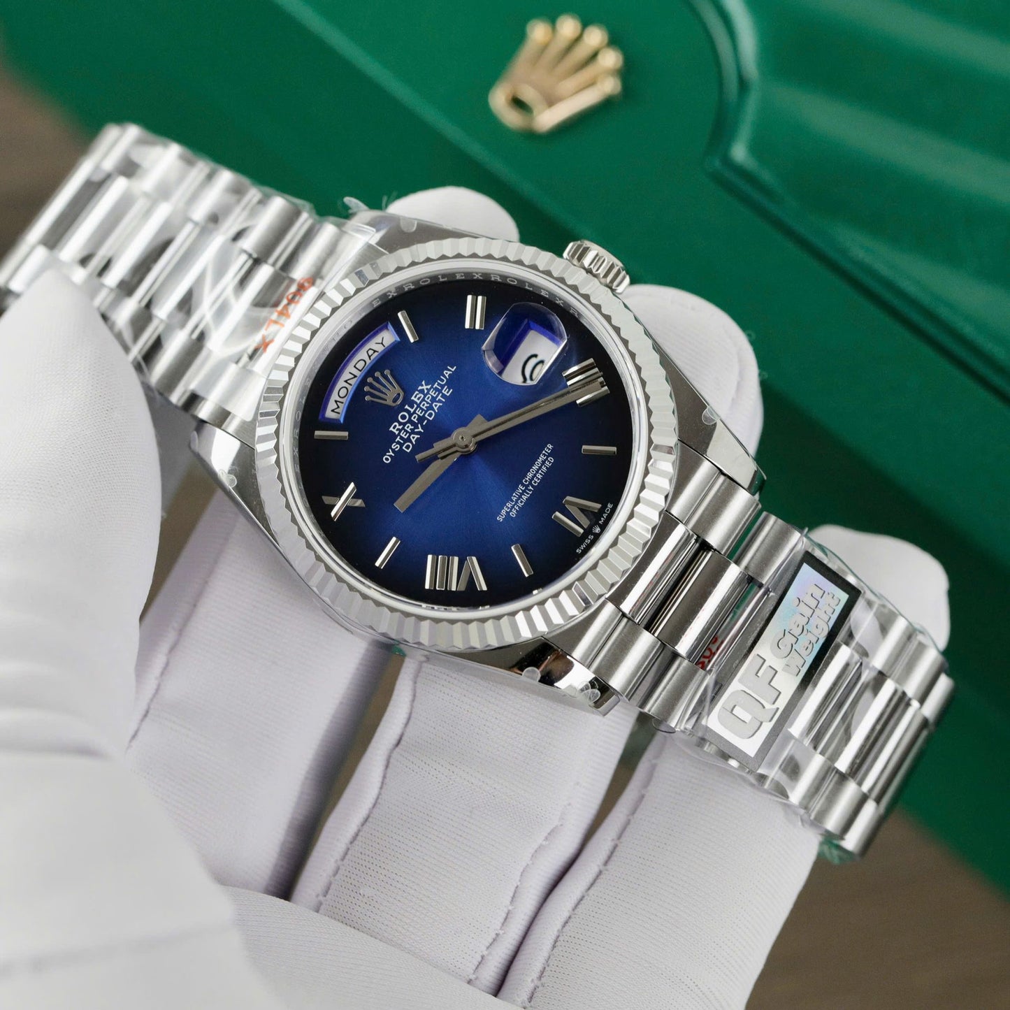 Rolex Day-Date 128236 Best Replica Watch Dial Blue QF Factory 36mm