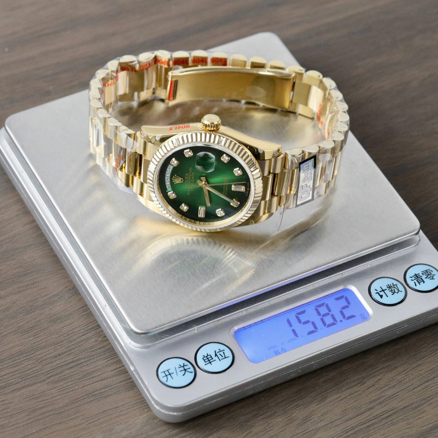 Rolex Day-Date 128238 Best Replica Watch Dial Green Ombre Weight 158 Grams QF Factory 36mm