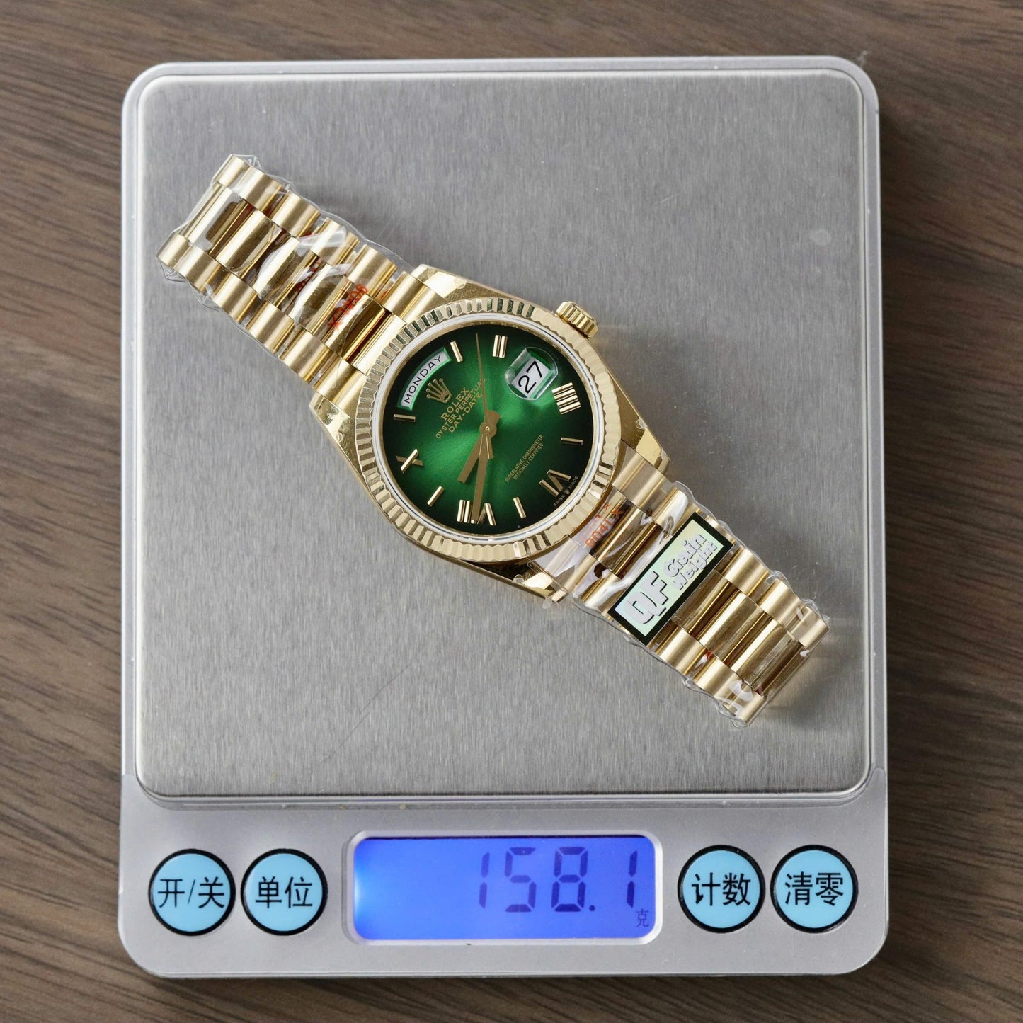 Rolex Day-Date 128238 Replica Watch Green Ombre Dial Weight QF 36mm