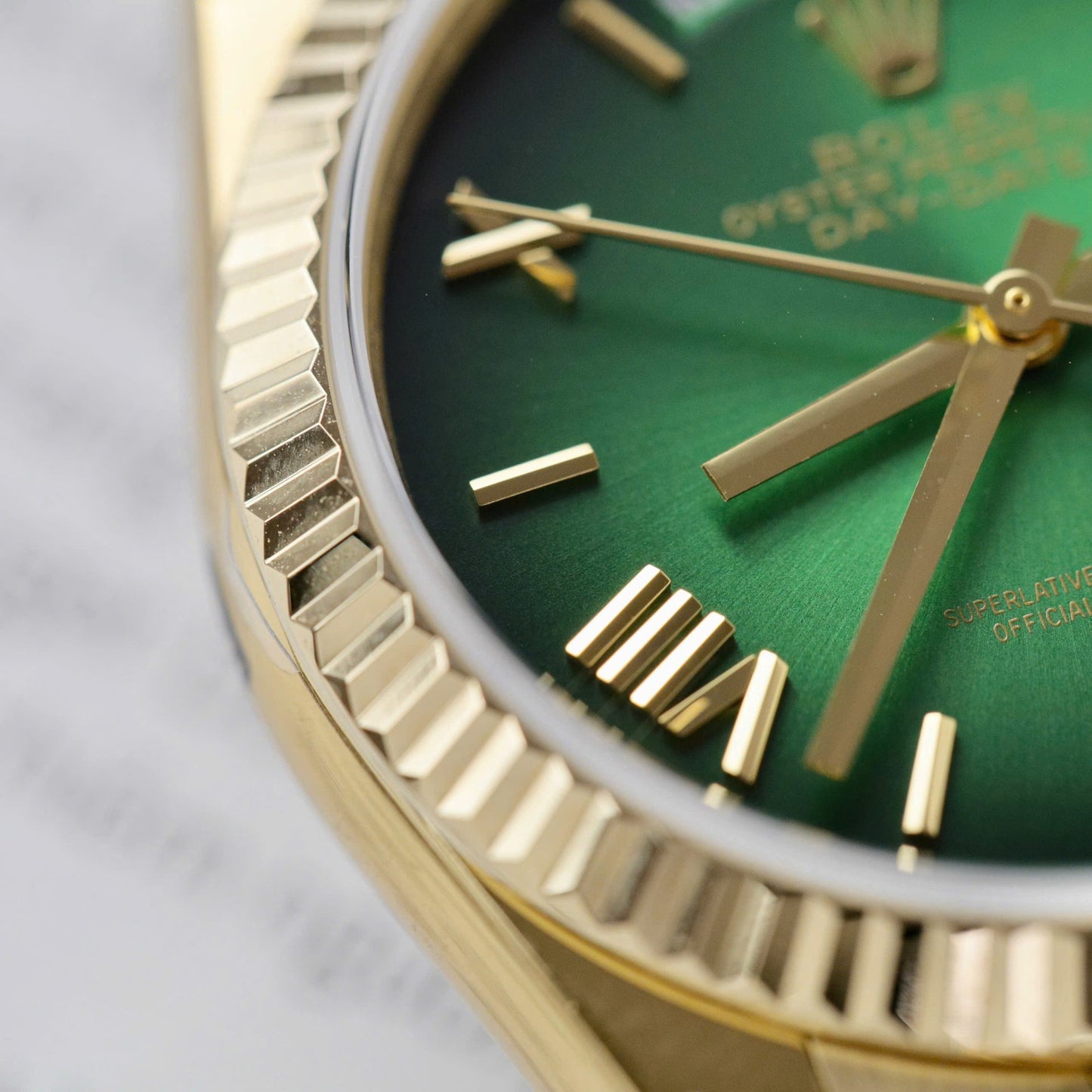 Rolex Day-Date 128238 Replica Watch Green Ombre Dial Weight QF 36mm