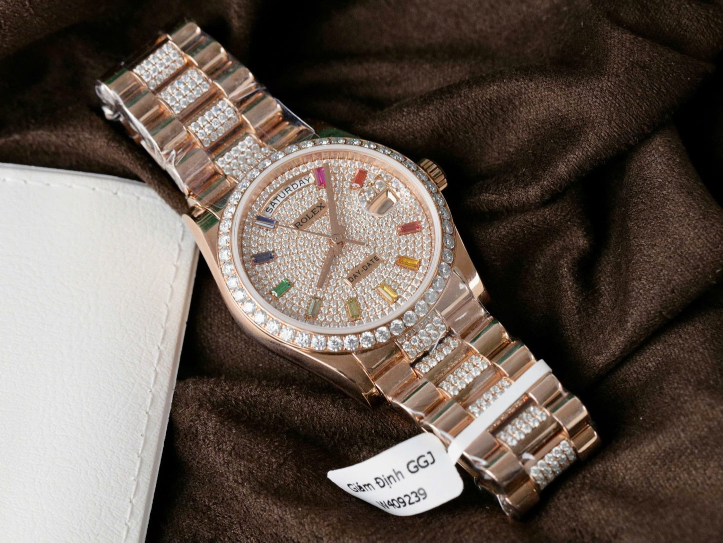 Rolex Day-Date 128395TBR Refined 18K Gold Wrapped & Moissanite Diamonds Best Replicas 36mm