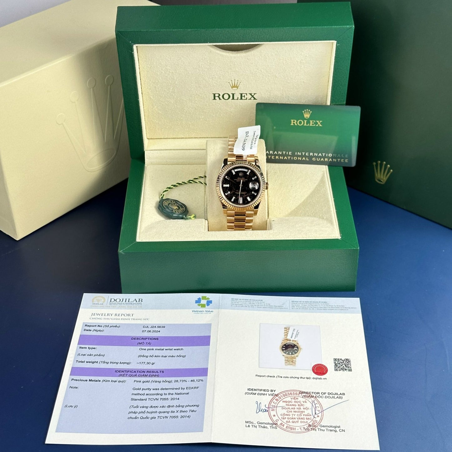Rolex Best Replica Watch Day-Date 228235 Eisenkiesel Dial 18K Gold Wrapped GMF 40mm