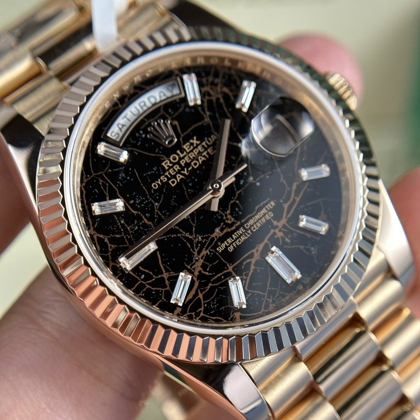 Rolex Best Replica Watch Day-Date 228235 Eisenkiesel Dial 18K Gold Wrapped GMF 40mm