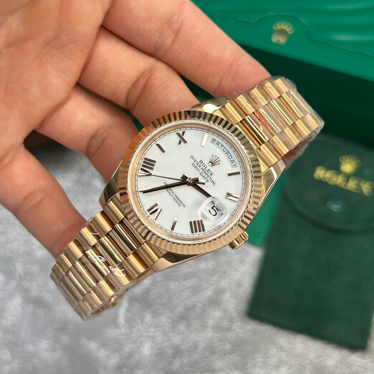 Rolex Replica Watch Day-Date 228235 Rose Gold White Dial V2 GM Factory 40mm