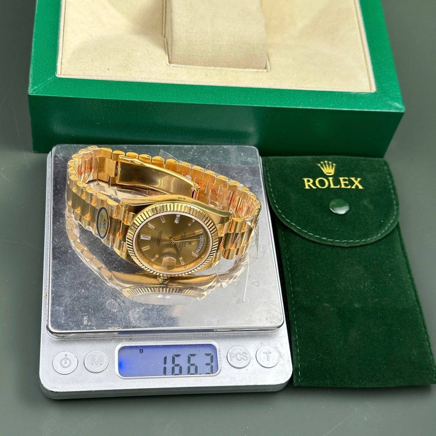 Rolex Day-Date 228238 Replica Watch Yellow Dial President Strap AR Factory 40mm