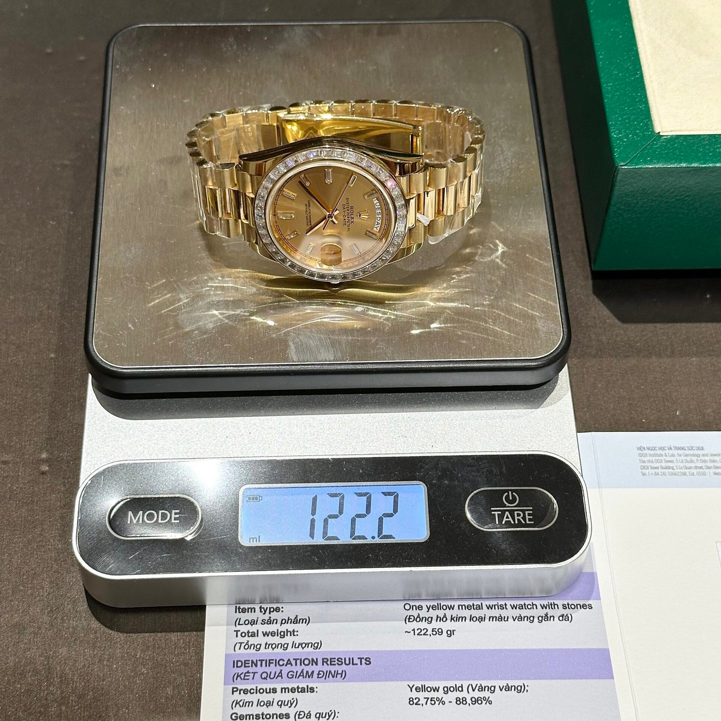 Rolex Day-Date Replica Watch Gold Wrapped Moissanite Baguette Diamond 40mm Clone