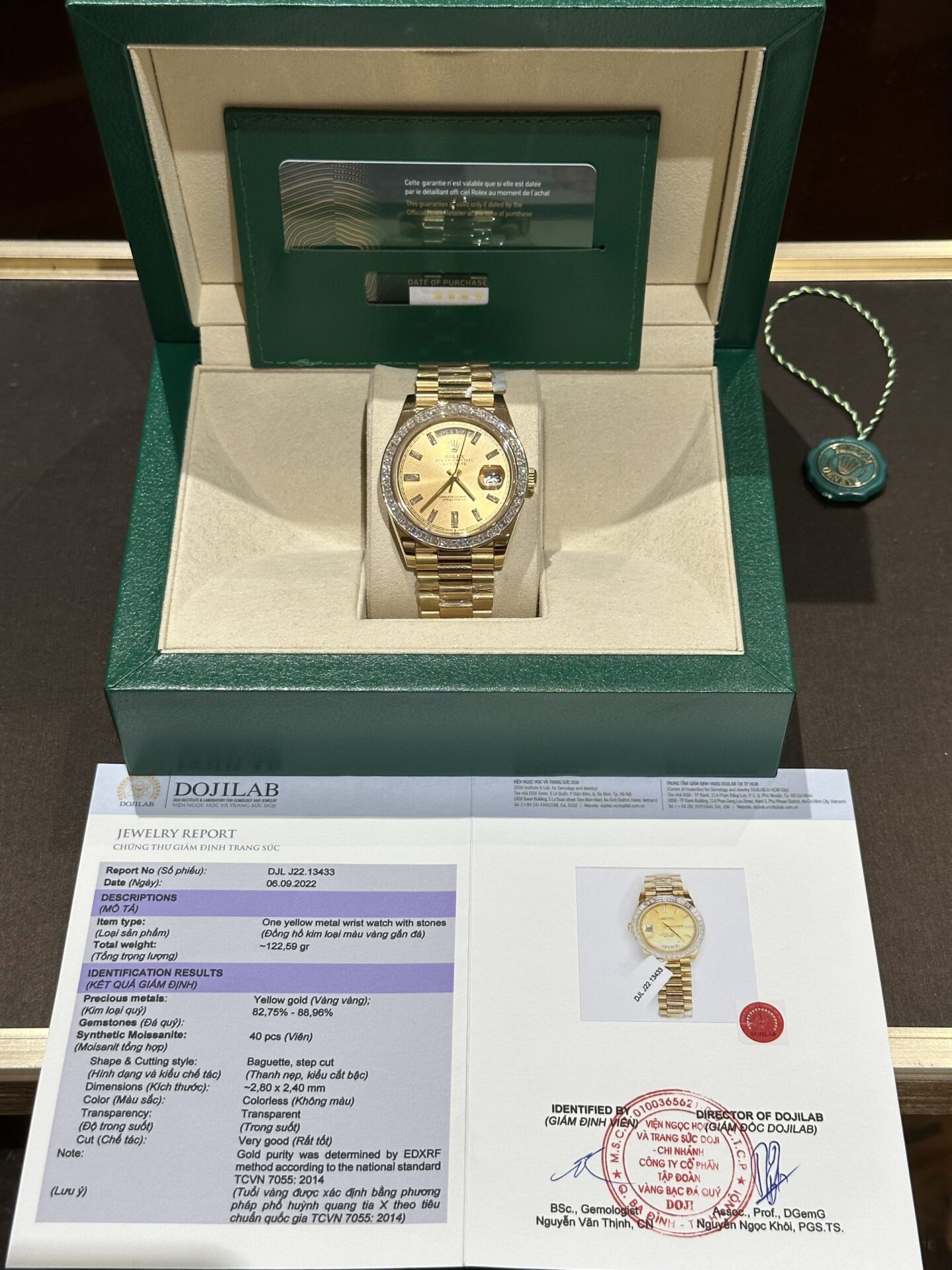 Rolex Day-Date Replica Watch Gold Wrapped Moissanite Baguette Diamond 40mm Clone