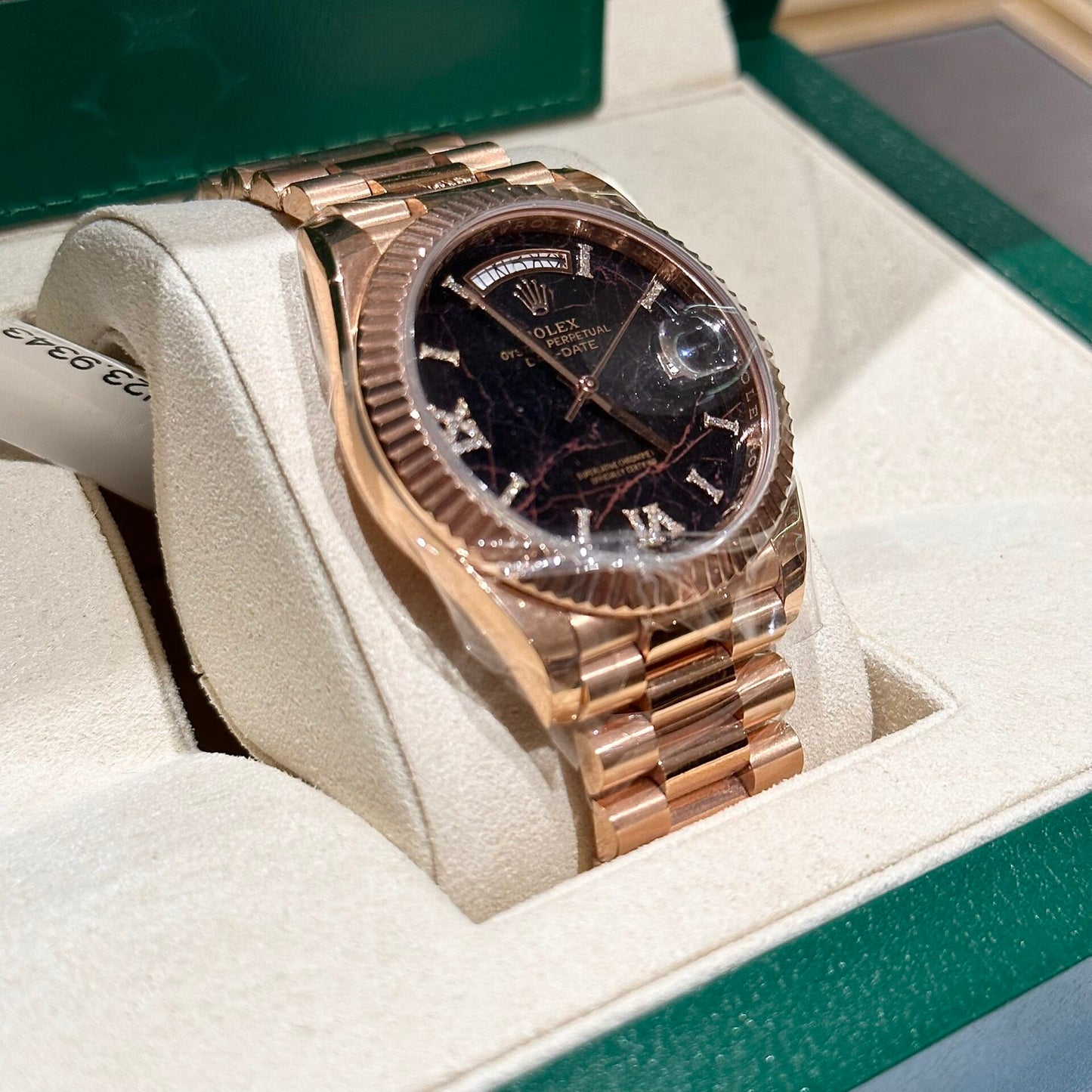 Rolex Day-Date Rose Gold Wrapped Lava Dial 40mm Clone