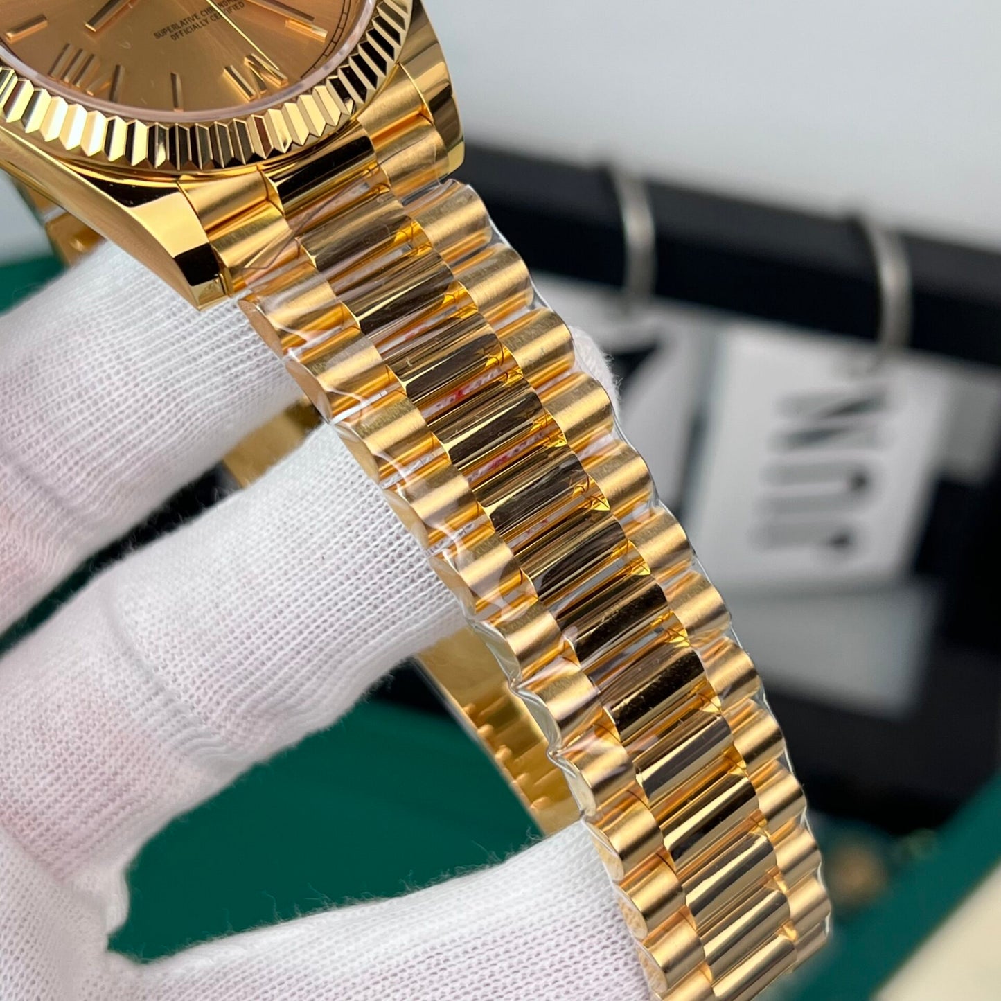 Rolex Day-Date Gold Wrapped Replica Watch Champagne Gold Dial GM V2 40mm
