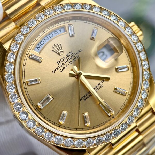 Rolex Day-Date Gold Wrapped Replica Watch With Moissanite Diamonds GM V2 40mm