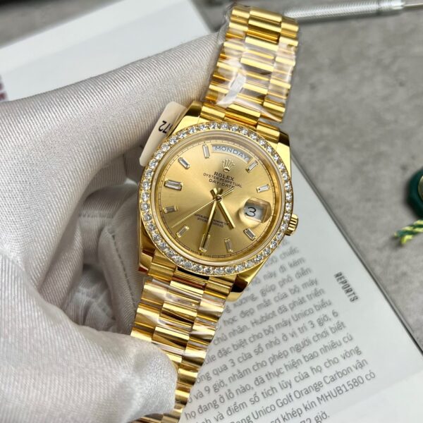 Rolex Day-Date Gold Wrapped Replica Watch With Moissanite Diamonds GM V2 40mm
