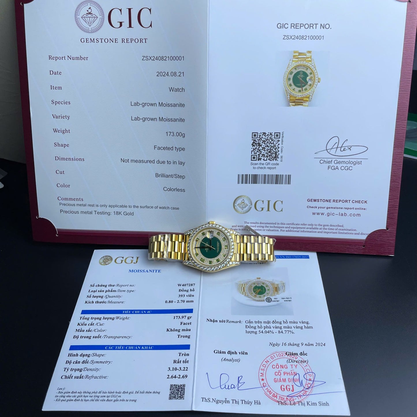 Rolex Day-Date Replica Watch Gold Wrapped + Moissanite Diamonds 40mm Clone