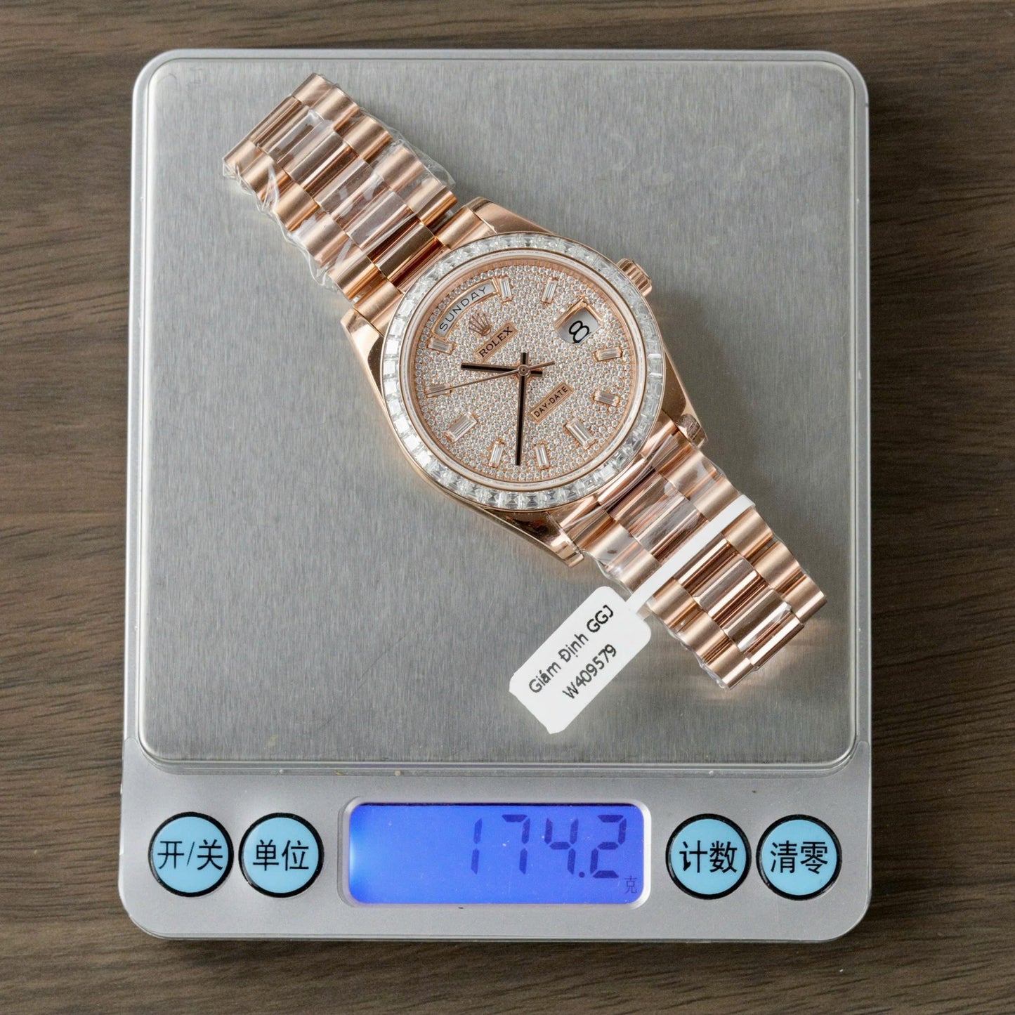 Rolex Day-Date Gold Wrapped + Moissanite Baguette Diamonds Replica Watch GMF 40mm Clone