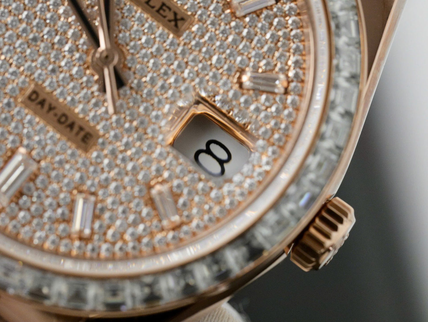 Rolex Day-Date Gold Wrapped + Moissanite Baguette Diamonds Replica Watch GMF 40mm Clone