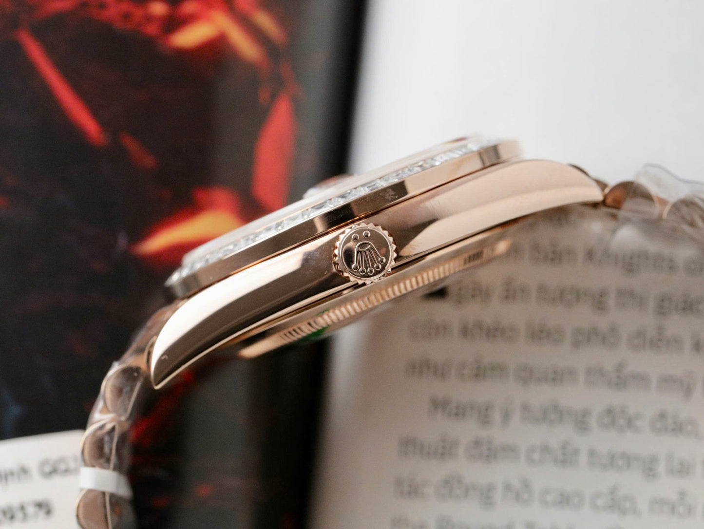 Rolex Day-Date Gold Wrapped + Moissanite Baguette Diamonds Replica Watch GMF 40mm Clone