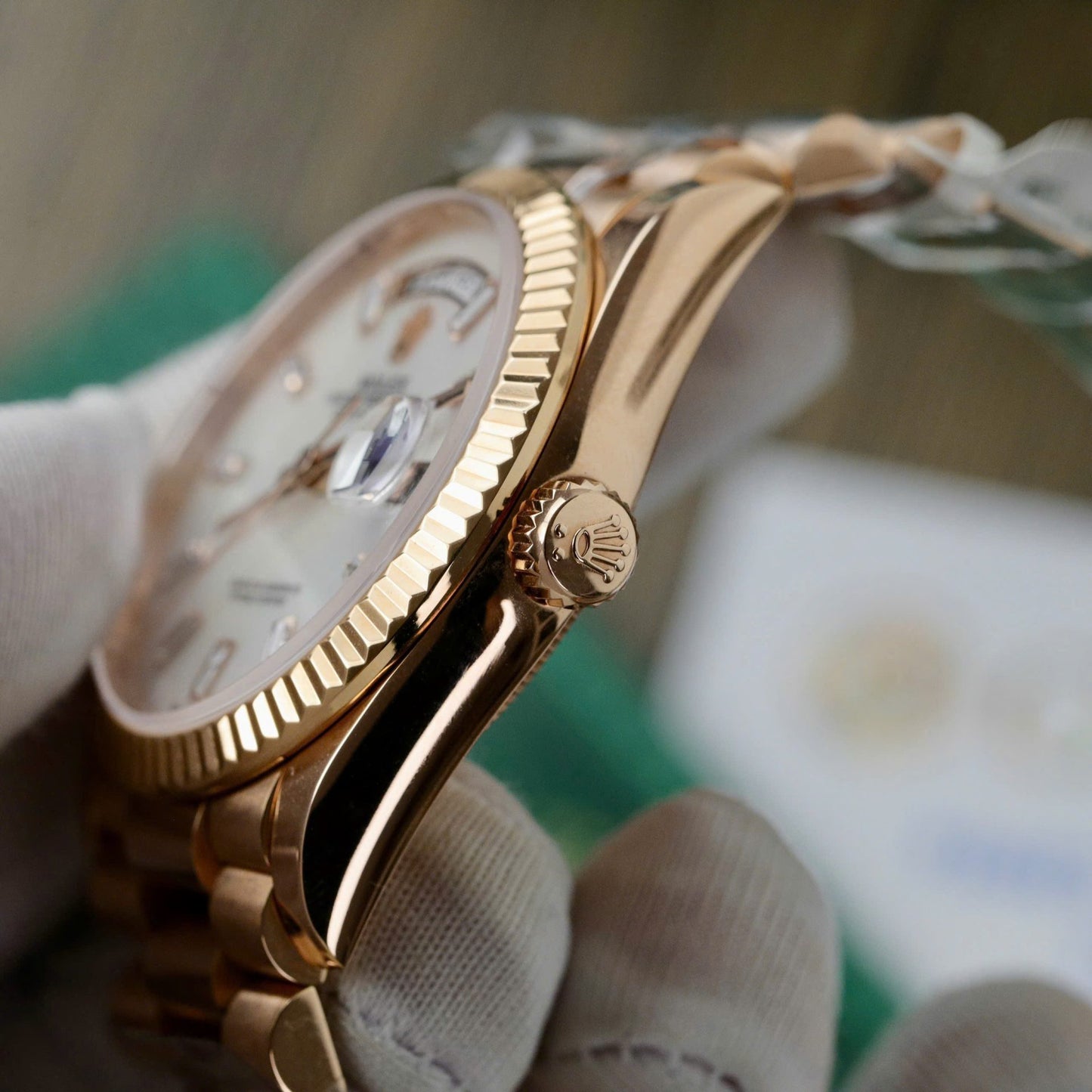 Rolex Day-Date 128235 Replica Watch Dial Diamonds Moissanite 36mm Clone