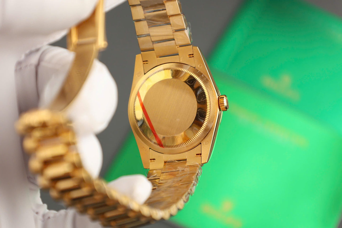 Rolex Day-Date Replica Watch Dial Mother Of Pearl Custom Gold Wrapped 36mm Clone