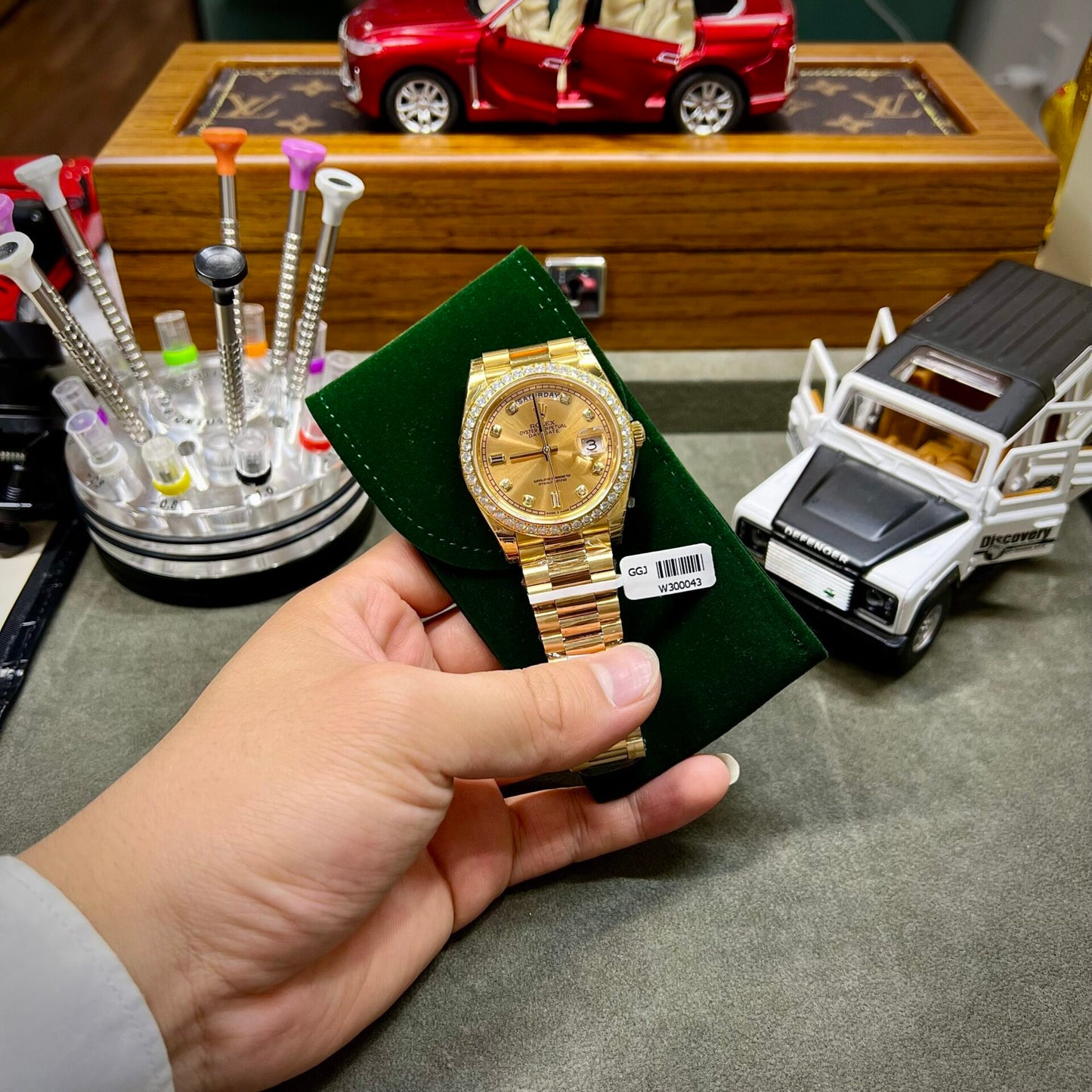 Rolex Day-Date Yellow Dial Custom Moissanite Diamonds 40mm Clone