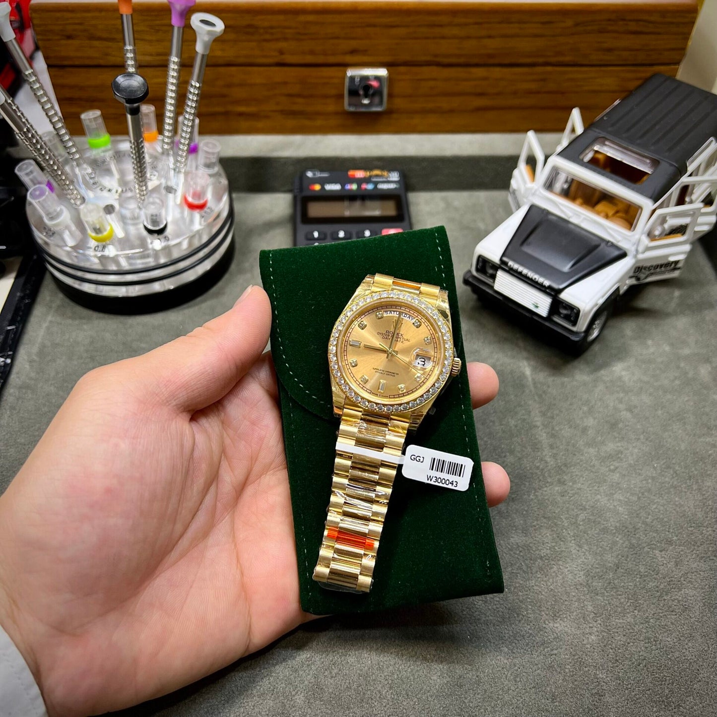 Rolex Day-Date Yellow Dial Custom Moissanite Diamonds 40mm Clone