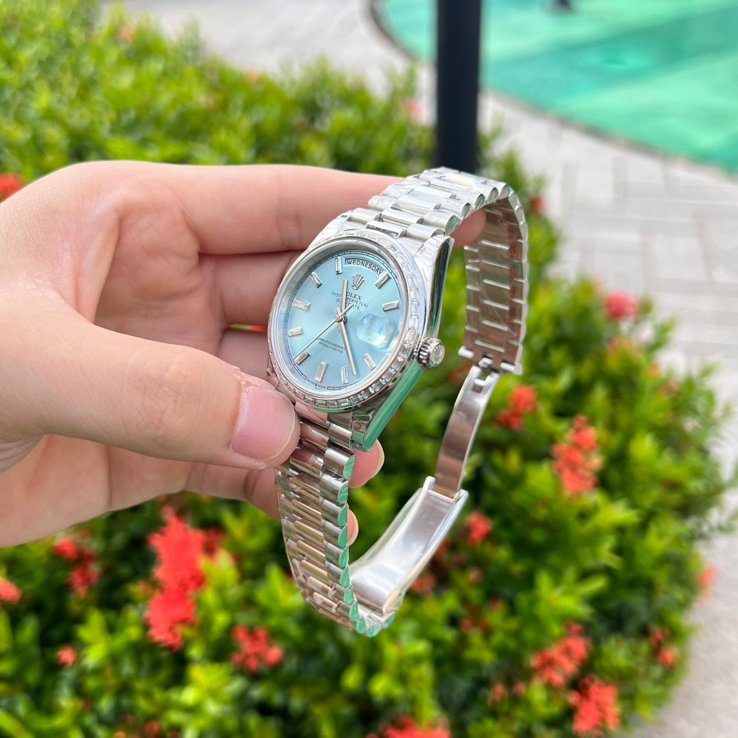 Rolex Day-Date Replica Watch Ice Blue Dial GS Factory 40mm