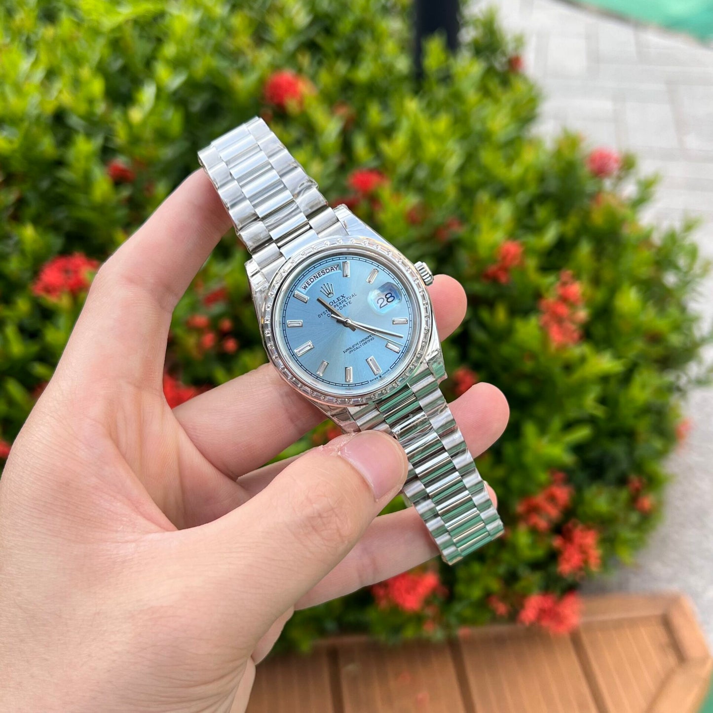 Rolex Day-Date Replica Watch Ice Blue Dial GS Factory 40mm