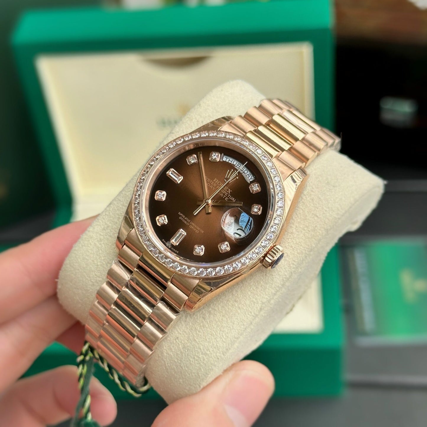 Rolex Day-Date Fake Watch Dial Chocolate EW Factory 36mm