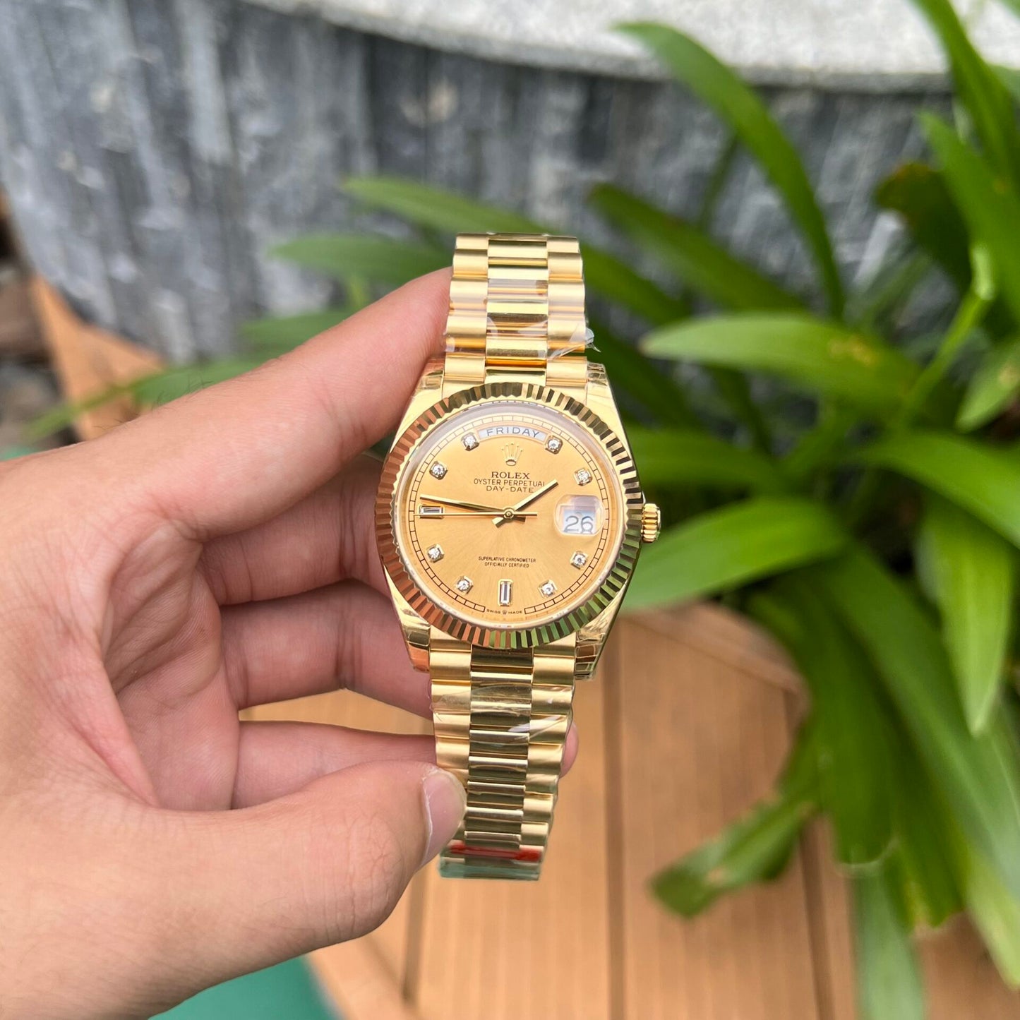 Rolex Day-Date Replica Champagne Dial Jubilee Strap EW Factory 40mm
