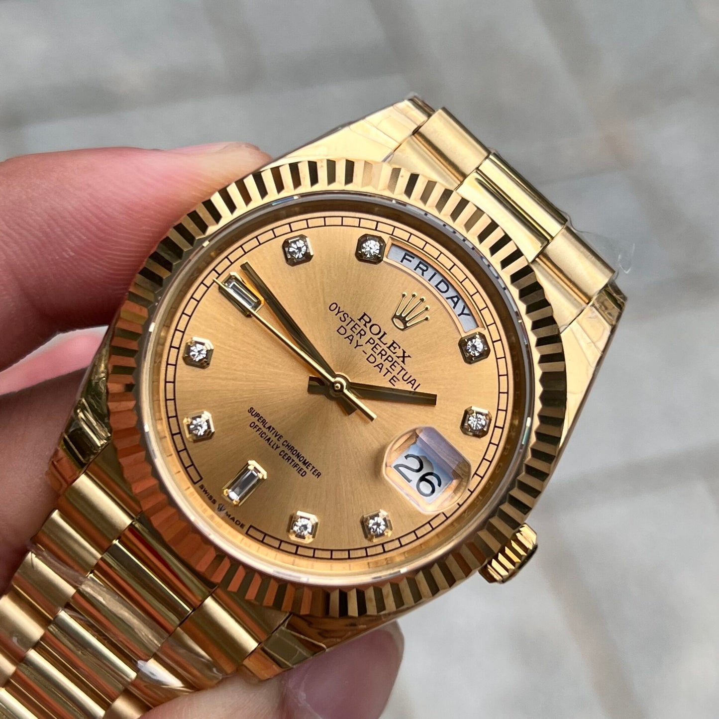 Rolex Day-Date Replica Champagne Dial Jubilee Strap EW Factory 40mm