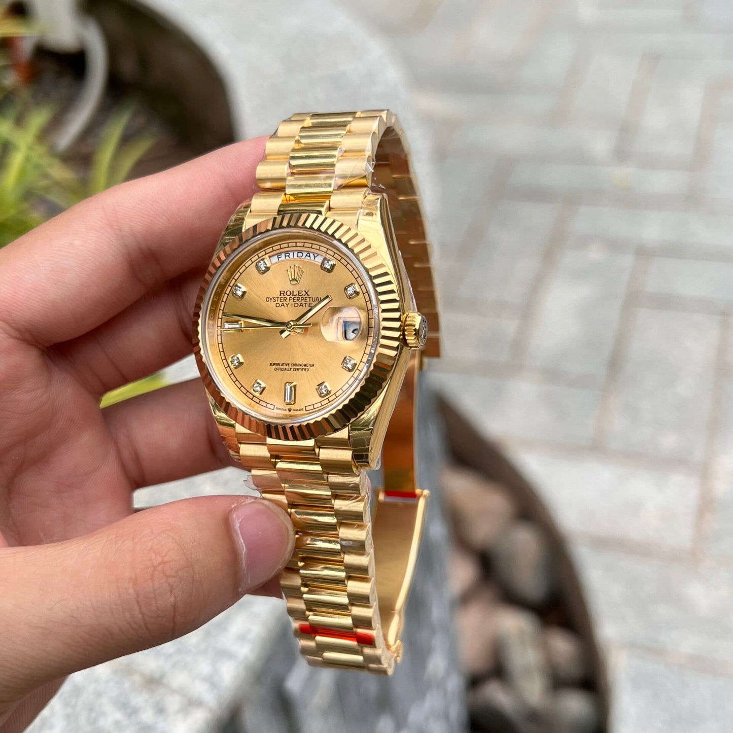 Rolex Day-Date Replica Champagne Dial Jubilee Strap EW Factory 40mm