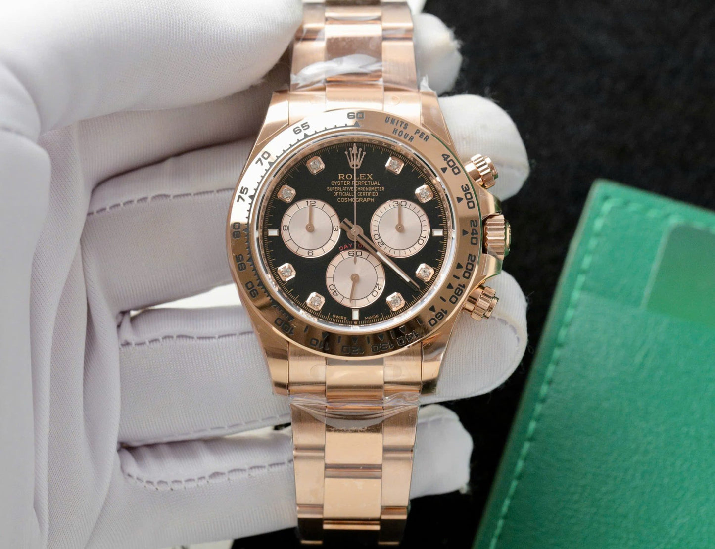 Rolex Daytona 126505 Rose Gold Best Replica Watch Black Dial 40mm Clone