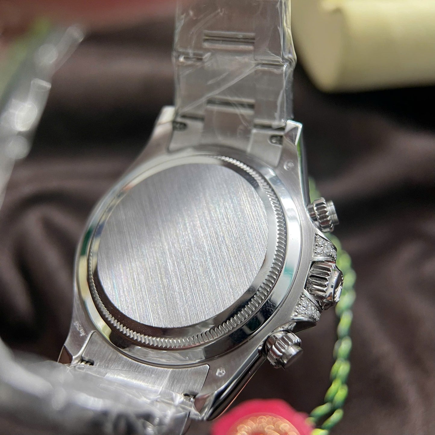 Rolex Daytona Replica Watch Custom 18K Solid White Gold Baguette Diamonds 40mm Clone