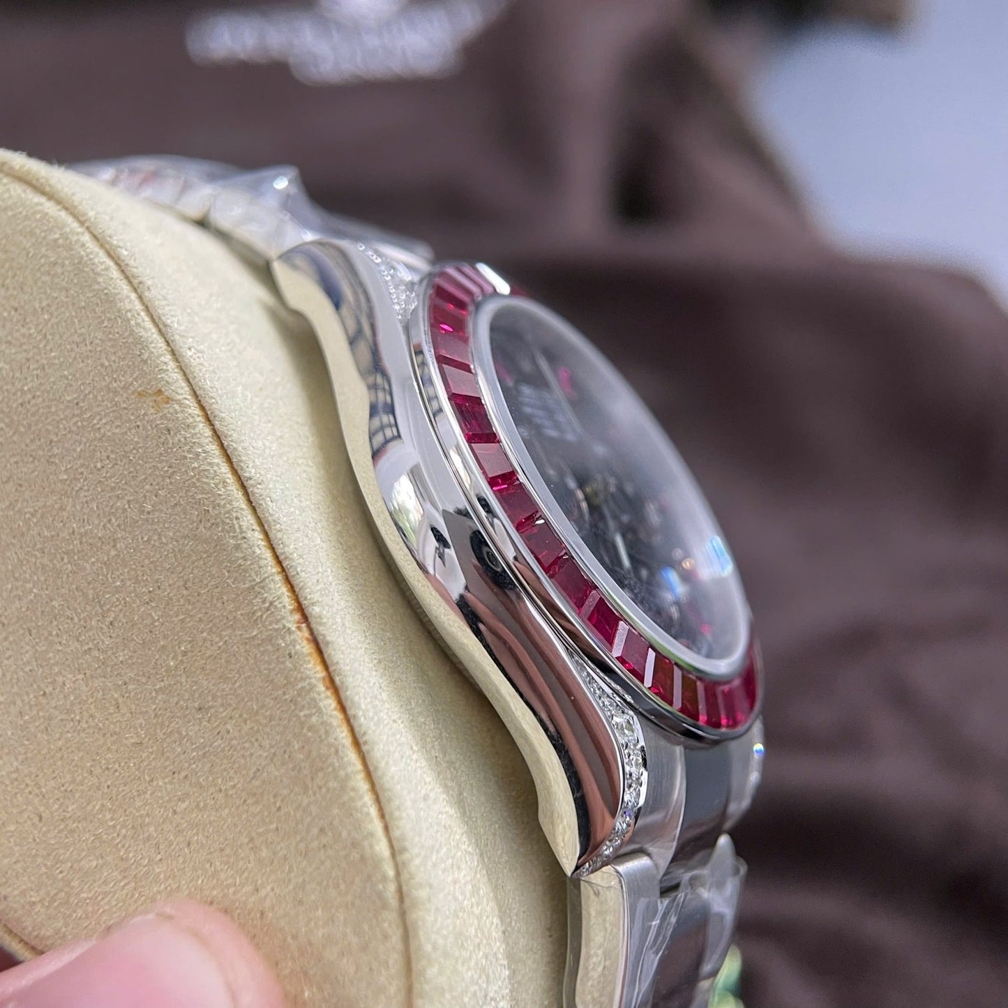 Rolex Daytona Replica Watch Custom 18K Solid White Gold Baguette Diamonds 40mm Clone