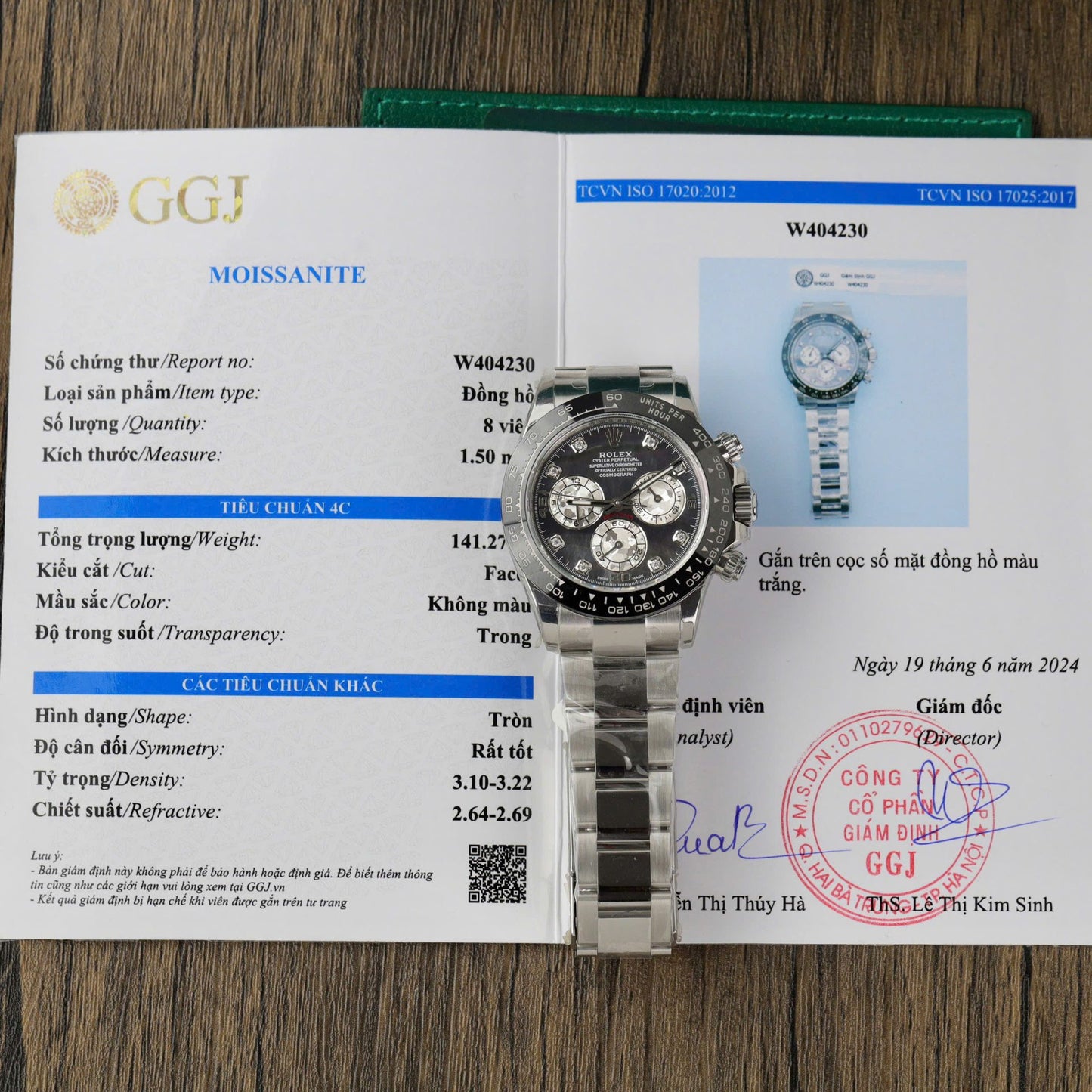 Rolex Daytona Replica Watch Dial Mother Of Pearl Custom Moissanite Diamonds 40mm Clone