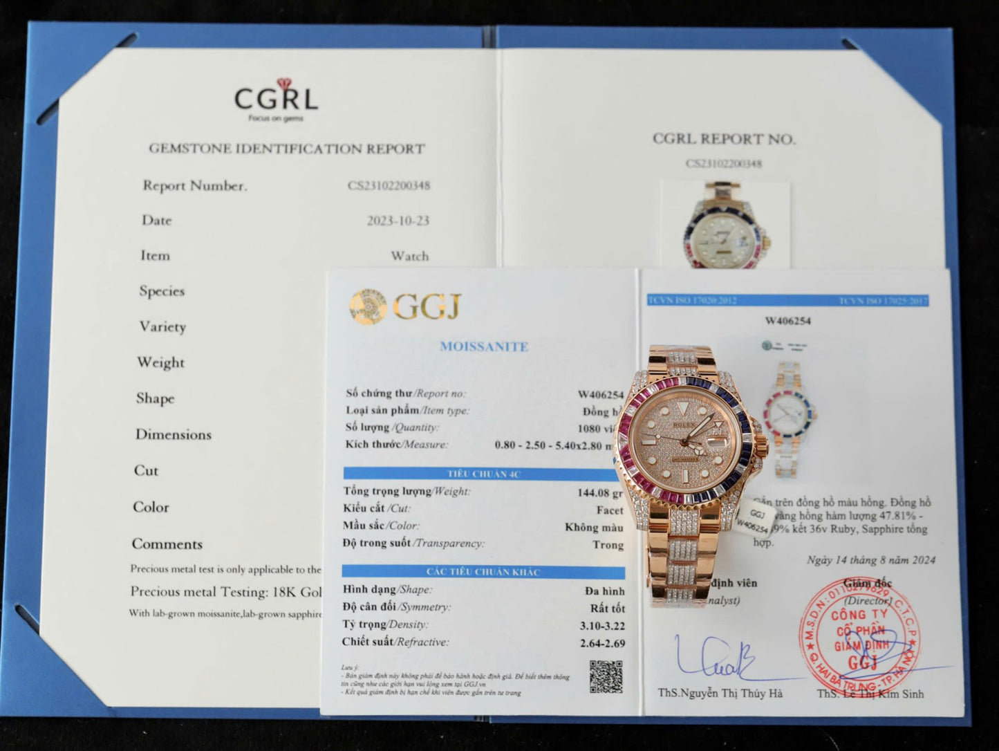 Rolex GMT-Master II 126755 SARU-DIAO Gold Wrapped Moissanite Sapphire Replica Watch 40mm Clone