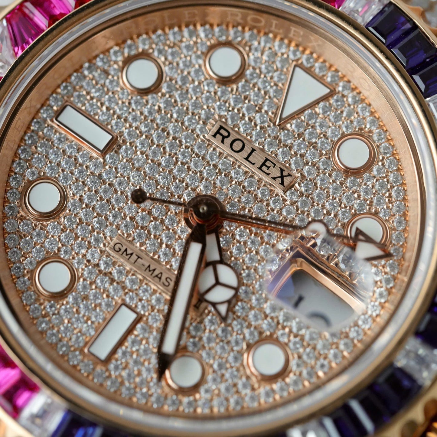 Rolex GMT-Master II 126755 SARU-DIAO Gold Wrapped Moissanite Sapphire Replica Watch 40mm Clone