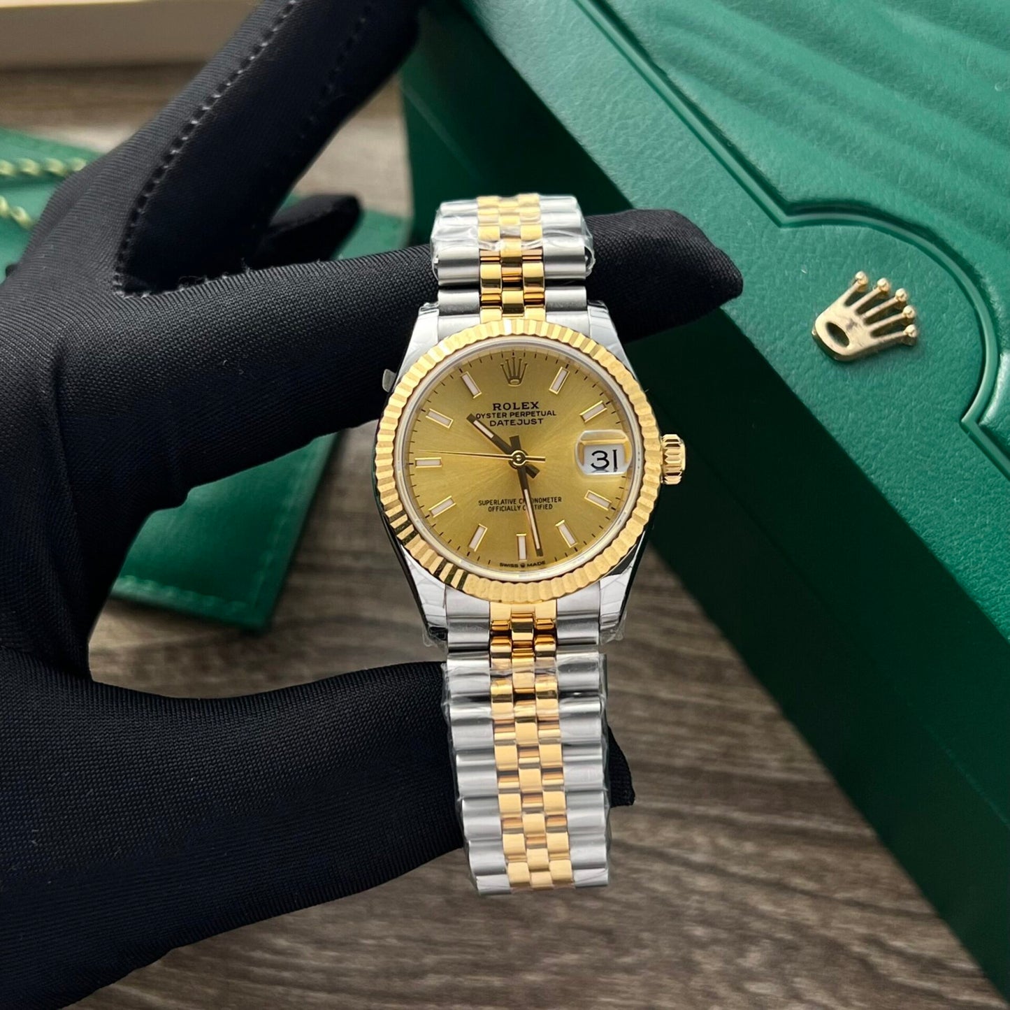 Rolex DateJust Watch Yellow Dial Jubilee Strap 31mm Clone