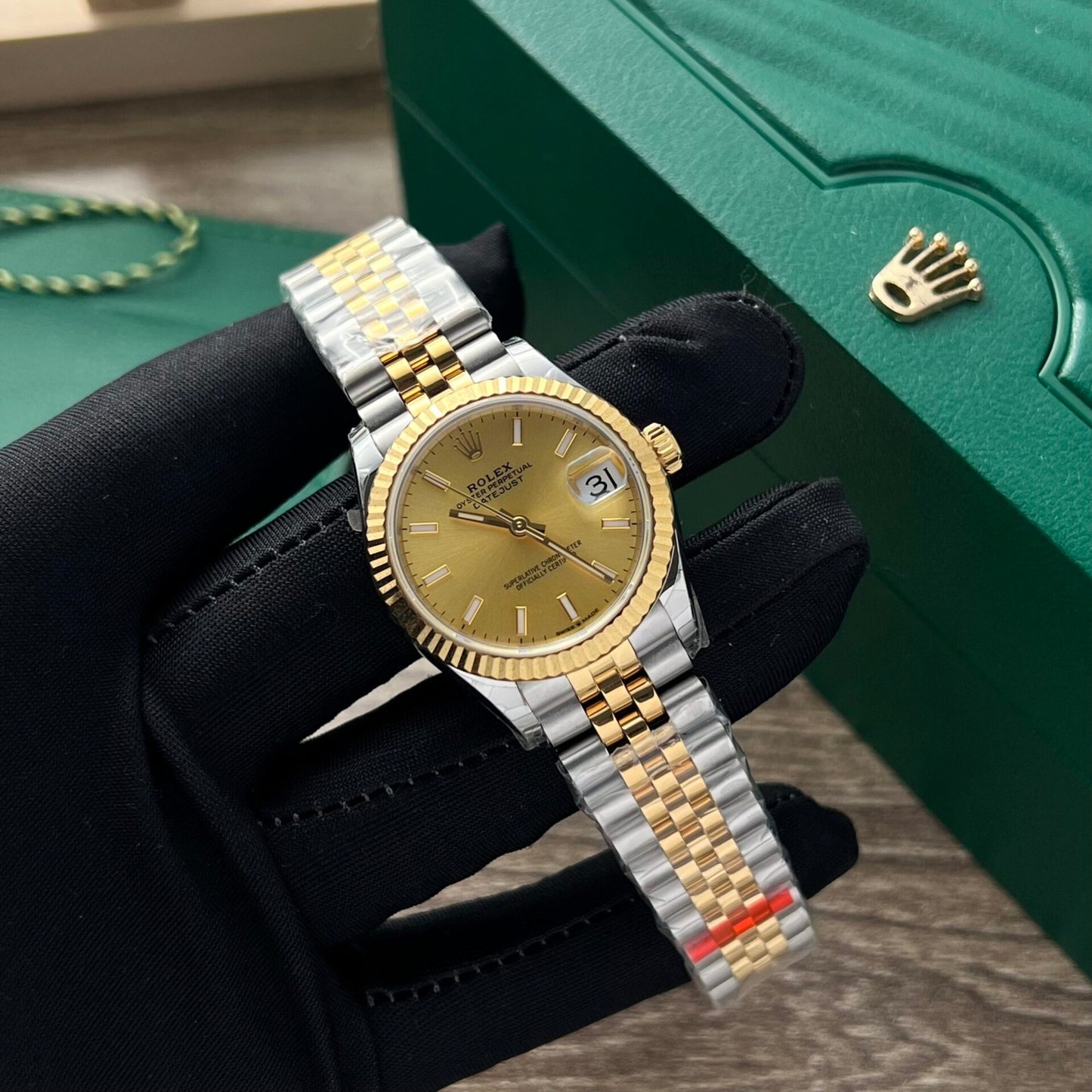 Rolex DateJust Watch Yellow Dial Jubilee Strap 31mm Clone