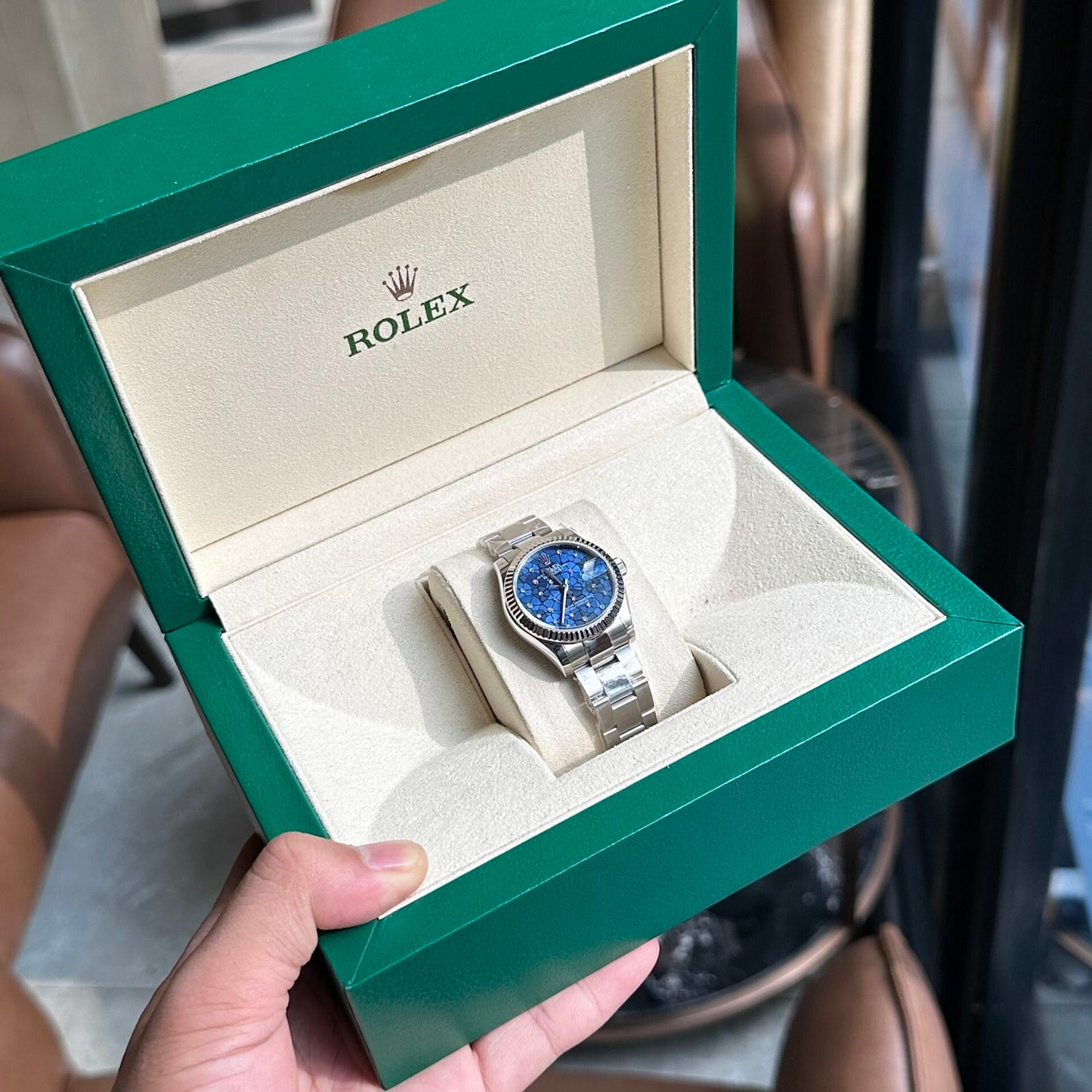 Rolex DateJust Replica Women’s Watch Blue Leaf Dial 31mm Clone