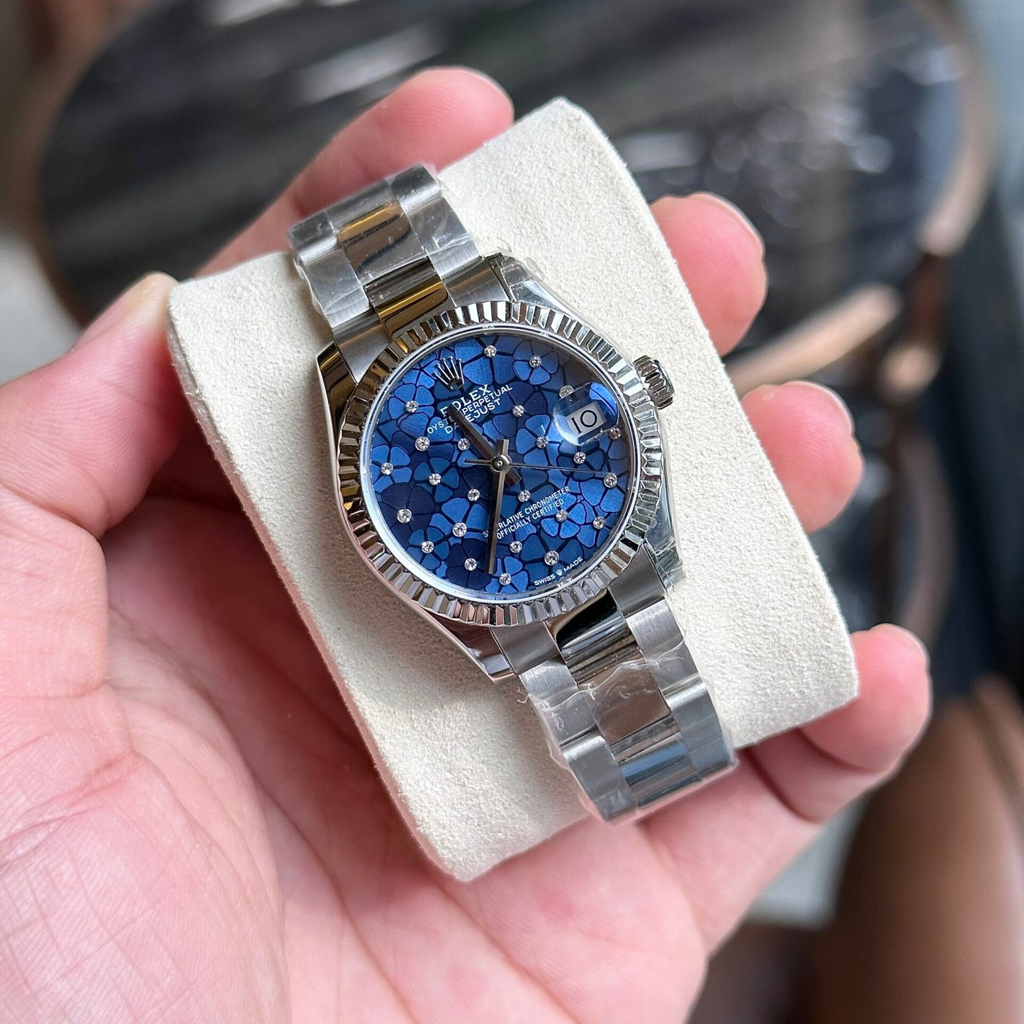 Rolex DateJust Replica Women’s Watch Blue Leaf Dial 31mm Clone