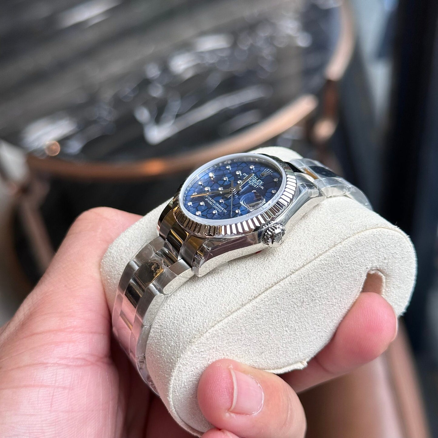 Rolex DateJust Replica Women’s Watch Blue Leaf Dial 31mm Clone