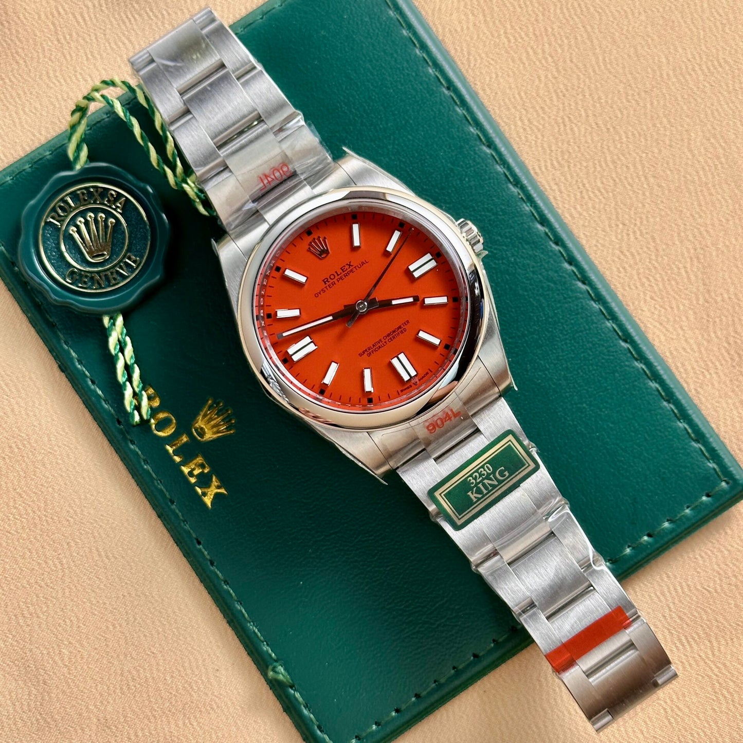 Rolex Oyster Perpetual 124300 Red Dial Oyster Strap King Factory 41mm