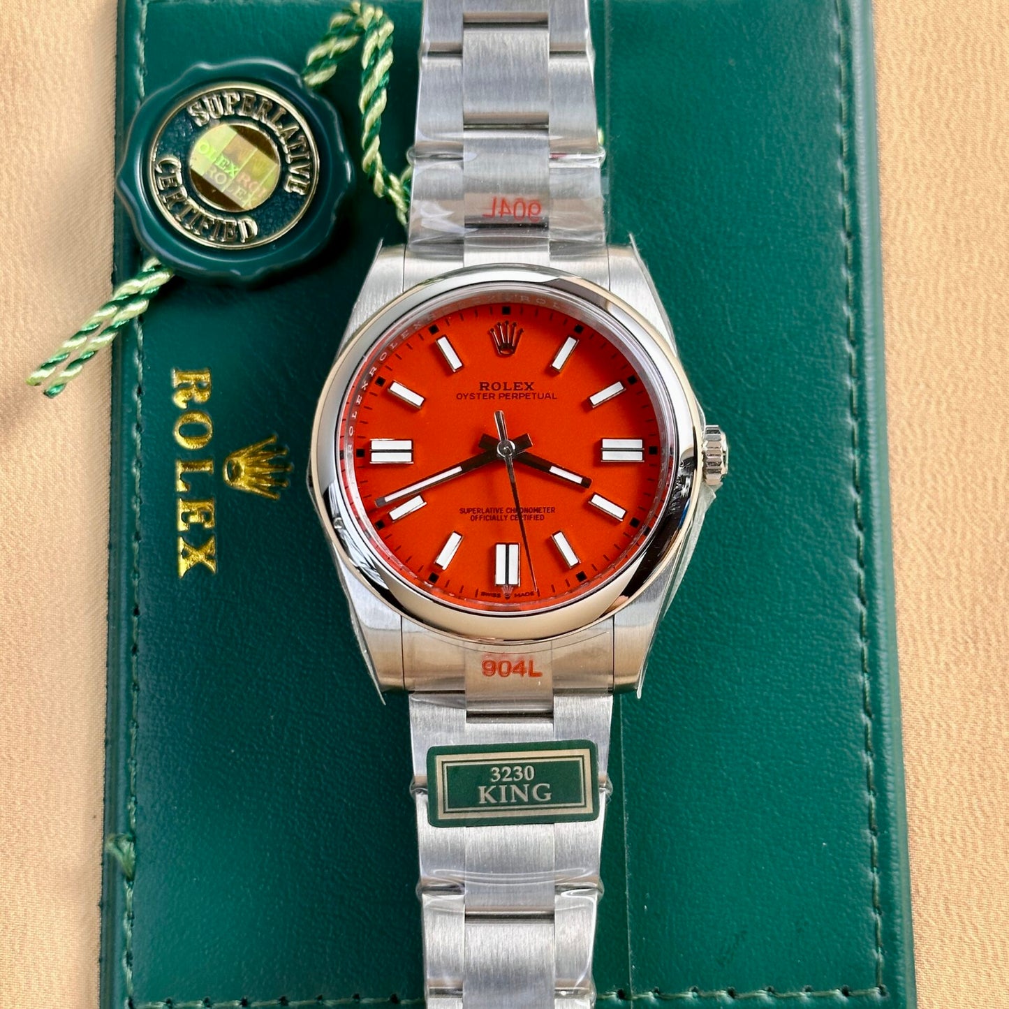 Rolex Oyster Perpetual 124300 Red Dial Oyster Strap King Factory 41mm