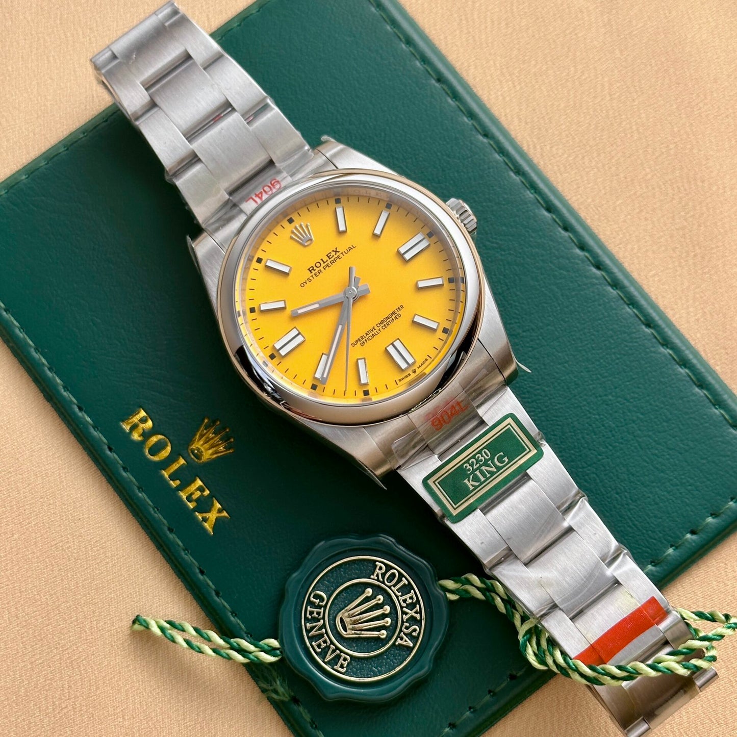 Rolex Oyster Perpetual 124300 Yellow Dial Replica Watch King Factory 41mm